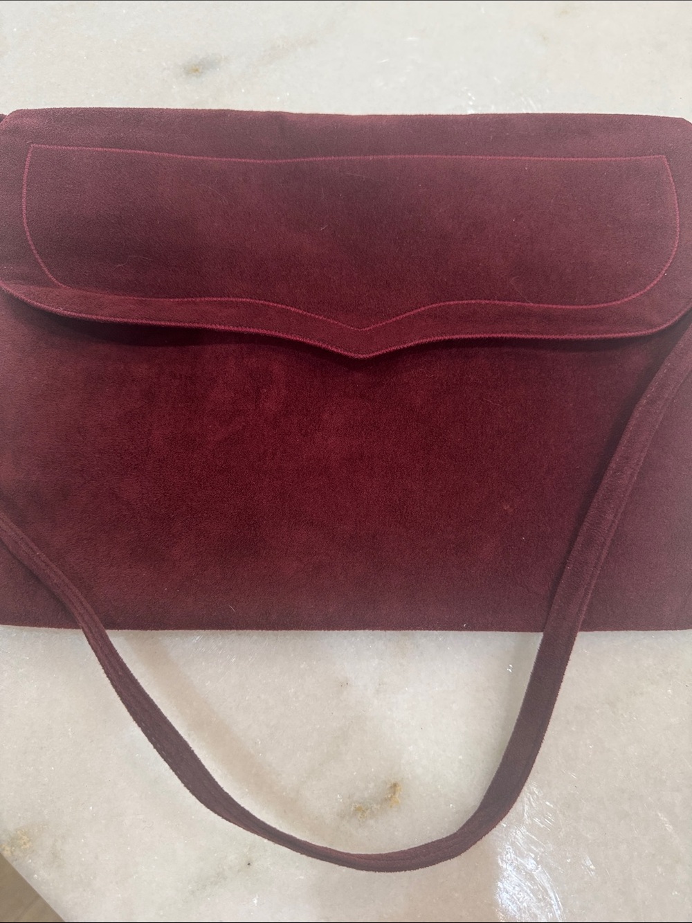 Vintage REVA Burgundy Ultrasuede Envelope Clutch Shoulder Bag 80s 90s